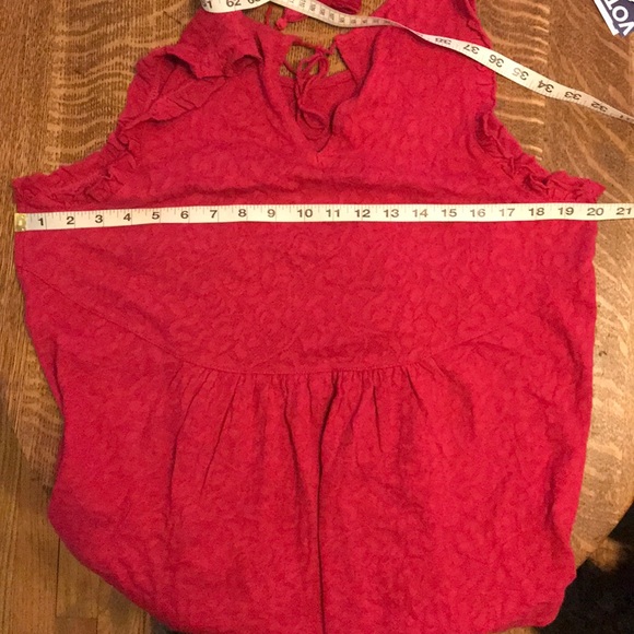 🆕 Lucky Brand Dark Pink Lace Jacquard Ruffle Tank - Picture 5 of 6